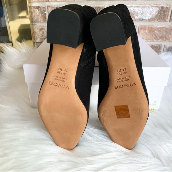 Vince Larica Suede Block Heels Booties Black 5.5M - Picture 8 of 12